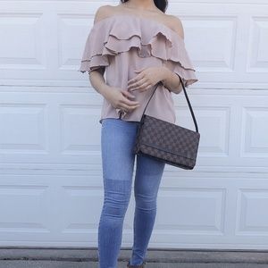 off the shoulder ruffled top